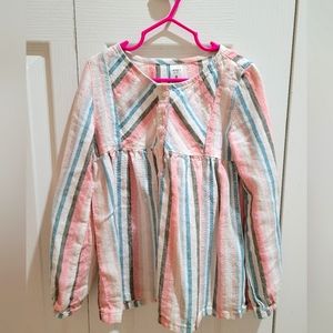 Girls Striped Button Long Sleeve, Carter's, Size Medium 8